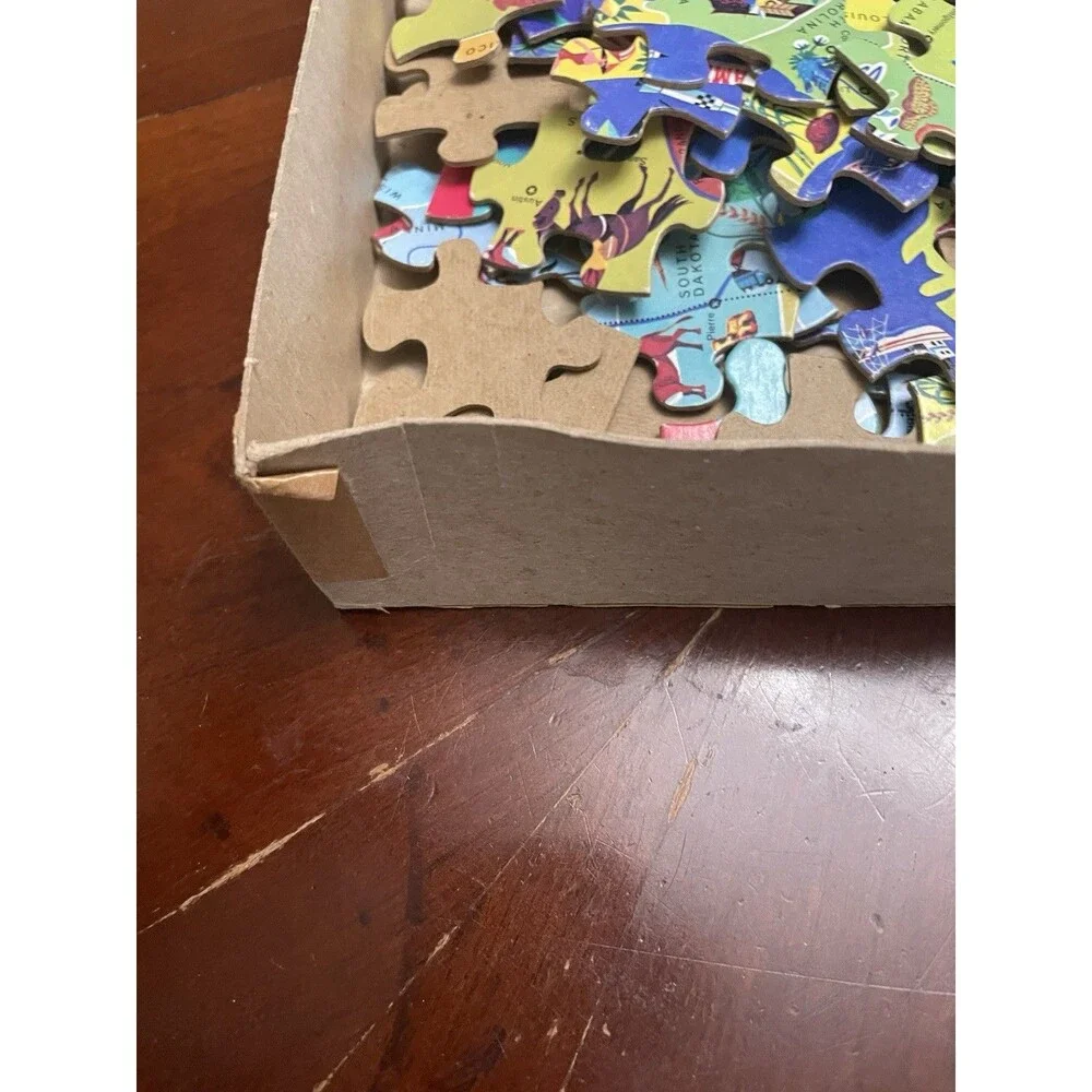 Golden United States of America Map Jigsaw Puzzle Geography 100 Pcs Educational